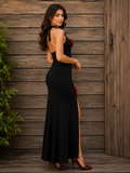 Black Rose Slit Dress 🌹