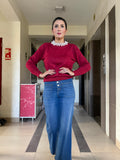 Pearl Work Red Sweater
