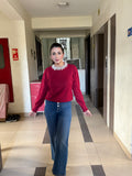 Pearl Work Red Sweater