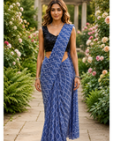 Printed Blue Aura Saree